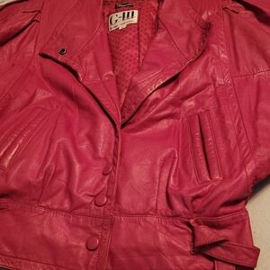 VINTAGE RED LEATHER COAT